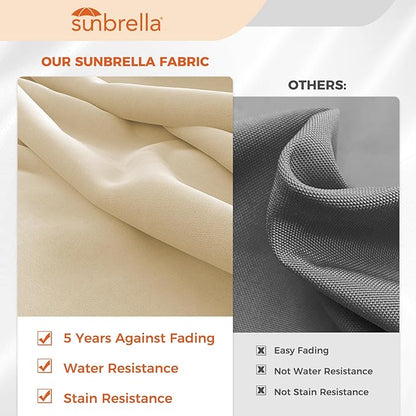 Grand patio 12 FT Sunbrella Cantilever Umbrella with Base Outdoor Aluminum Offset Umbrella with Tilt Adjustment (Flax, 12 FT-SUNBRELLA)