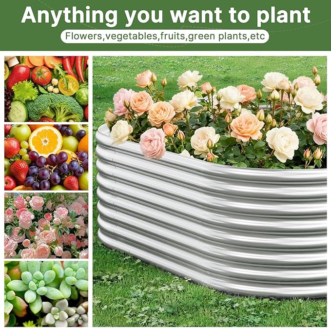 3 PCS 4x2ft Galvanized Raised Garden Bed Outdoor, Metal Garden Bed for Vegetables, Above Ground Garden Box for Flower, Steel Raised Beds for Gardening