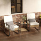 3 Piece Patio Rocking Chairs Set of 2, Outdoor Rocking Chair Bistro Set with Tempered Glass Coffee Table and Thick Lumbar Pillow Set, Front Porch Chairs for Garden, Backyard (Basic)