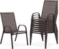 Outdoor Stackable Chairs Set of 8, Stacking Patio Chairs with Textilene Fabric, Outside Furniture for Garden Backyard Balconie Poolside Deck, Brown