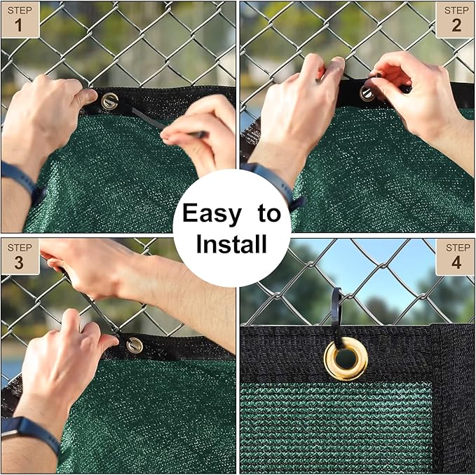 UPGRADE Privacy Fence Screen 6'x31' Dark Green Outdoor 90% Visibility Blockage 170 GSM Mesh Shade Cover Panels for Backyard,Balcony,Home Decoration with Zip Ties,Customized Avaliable