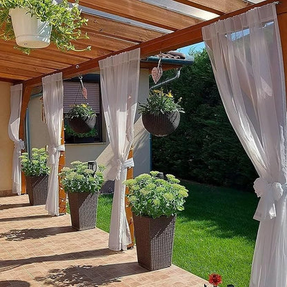 SpaceDresser Waterproof Outdoor Sheer Curtains for Patio - 4 Panels Rod Pocket Indoor Voile Sheer Curtain for Living Room,52W x 108L inch, Silver Grey