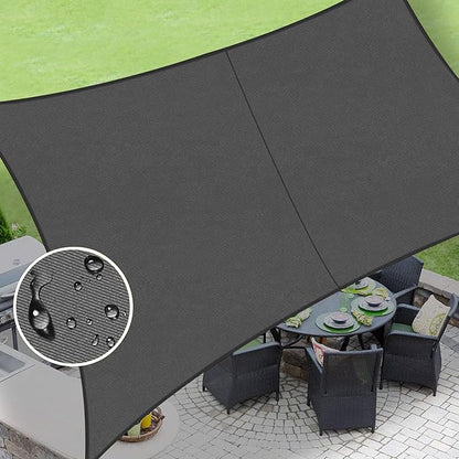 LOVE STORY Rectangle 10'x16' Waterproof Sun Shade Sail Canopy UV Block for Outdoor Patio Backyard Carport,Dark Grey(We Make Custom Size)