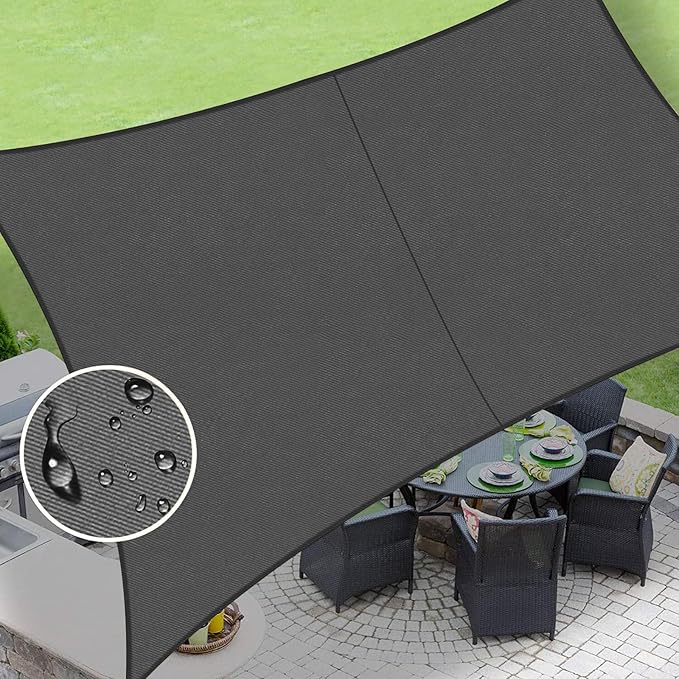 LOVE STORY Rectangle 6'x8' Waterproof Sun Shade Sail Canopy UV Block for Outdoor Patio Backyard Carport,Dark Grey(We Make Custom Size)