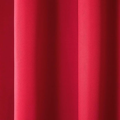 TOWN & COUNTRY BASICS Cabana Solid Heavyweight Indoor Outdoor Curtains, Light Filtering Opacity with Grommet Top, Water Repellent, 2-Pack Set, 54"x96", Radiant Red