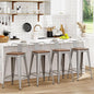 WENTMENT Bar Stools Set of 4 Counter Height Stools with Removable Back 24" Kitchen Bar Stools with Wooden Seat, Silver