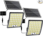 JACKYLED Solar Lights Outdoor Waterproof, Motion Sensor Security Flood Lights Convex Lens Amplified 50% Brighter with 16.4ft Extension Cord, Security Light for Barn, Porch, Backyard,2-Pack