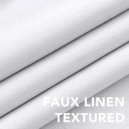 H.VERSAILTEX Linen Blackout Curtains 54 Inches Long 100% Blackout Thermal Insulated Textured Linen Look Curtain Draperies Anti-Rust Grommet, Energy Saving with White Liner, 2 Panels, Bright White