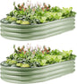 2 Pack Raised Garden Bed Kits, 4x2x1FT Green Oval Galvanized Outdoor Planter Beds, Easy Assembly Metal Raised Bed for Vegetables, Flowers & Herbs