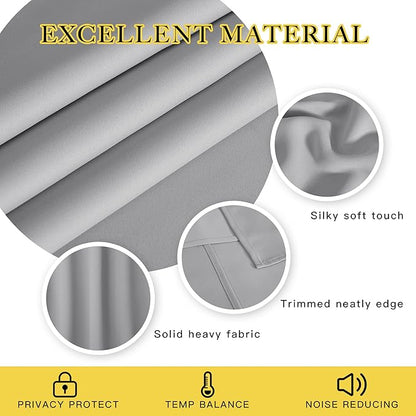 NICETOWN Blackout Bedroom Curtain 63 inches Long - Grommet Thermal Curtain Room Darkening Window Treatment Light Blocking Drape for Living Room (Silver Grey, 1 Panel, W46 x L63)