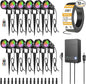 ZUCKEO All-in-One RGB Low Voltage Landscape Lighting Kit, 5W LED Color Changing Landscape Lights with Transformer and 120FT Wire, Outdoor Spotlights for Halloween Christmas Yard Garden Decor, 12Pack