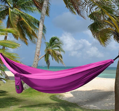 Gold Armour Camping Hammock - XL Double Hammock Portable Hammock Camping Accessories Gear for Outdoor Indoor with Tree Straps, USA Based Brand (Fuchsia and Pink)