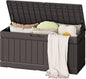 Flamaker Outdoor Storage Box 80 Gallon Resin Waterproof Deck Box Delivery Box with Wood Texture Large Storage Bin for Patio Cushions (Brown)