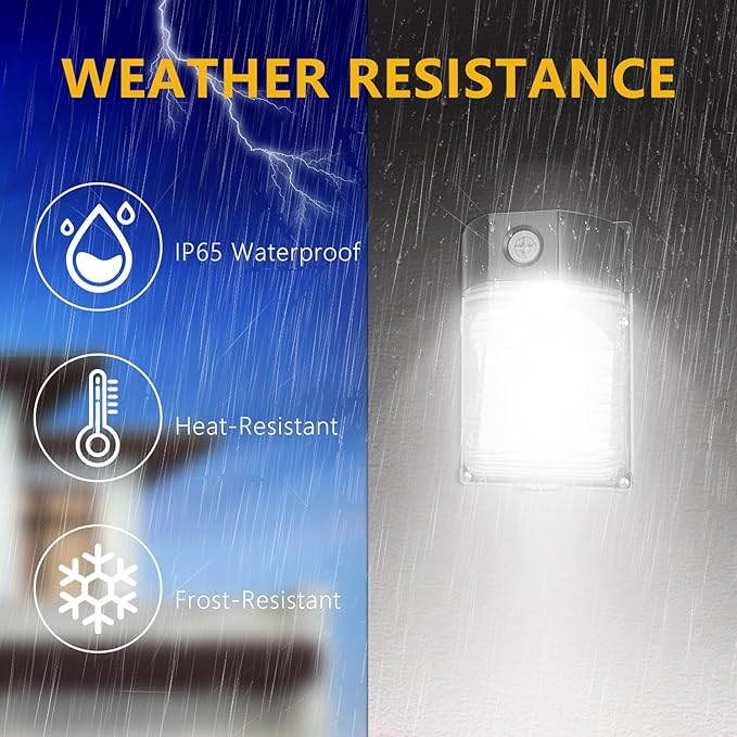 30W LED Wall Pack Light with Dusk to Dawn Sensor, 3600LM, 5000K Daylight, 120Vac Led Porch Lights, IP65 Waterproof Outdoor Security Lighting for Garage Warehouse Garden, ETL Certified, 4 Pack