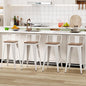 WENTMENT Metal Bar Stools Set of 4 Counter Height Bar Stools Barstools with Removable Back 24" Kitchen Bar Stools with Wooden Seat,Off White