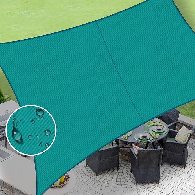 LOVE STORY Rectangle 6'x7' Waterproof Sun Shade Sail Canopy UV Block for Outdoor Patio Backyard Carport,Turquoise Blue(We Make Custom Size)