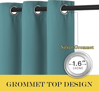 NICETOWN Blackout Curtain Drape for Bedroom - Light Reducing Thermal Insulated Solid Grommet Room Darkening Window Curtain 90 inches Long for Living Room (Sea Teal, 1 Piece, W66 x L90)