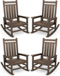 SERWALL Oversized Outdoor Rocking Chair Set of 4, HDPE Rocker for Adults, Patio Rocking Chairs for Porch, Coffee