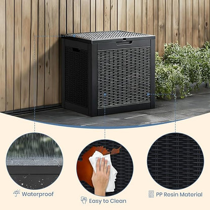 NEWBULIG 31 Gallon Deck Box, Weatherproof Resin Lockable Outdoor Storage for Secure Package Deliveries and Indoor Storage in Garden or Patio, Backyard