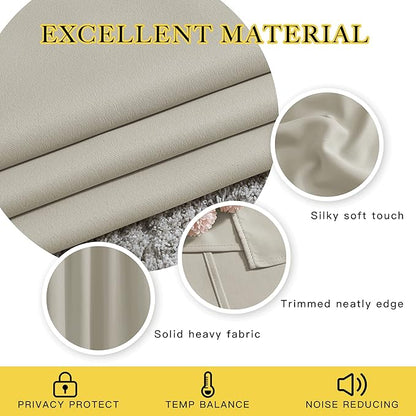 NICETOWN Short Cafe Curtain 54 inch Length, Window Treatment Thermal Insulated Grommet Room Darkening Sound Reducing for Bedroom/Nursery, Natural, 1 Panel, W66 x L54
