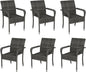 Yaheetech Set of 6 Stackable Outdoor Rattan Dining Chairs, All-Weather Armchair w/Armrests, Steel Frame for Garden, Patio, Deck, Yard, Poolside Gray
