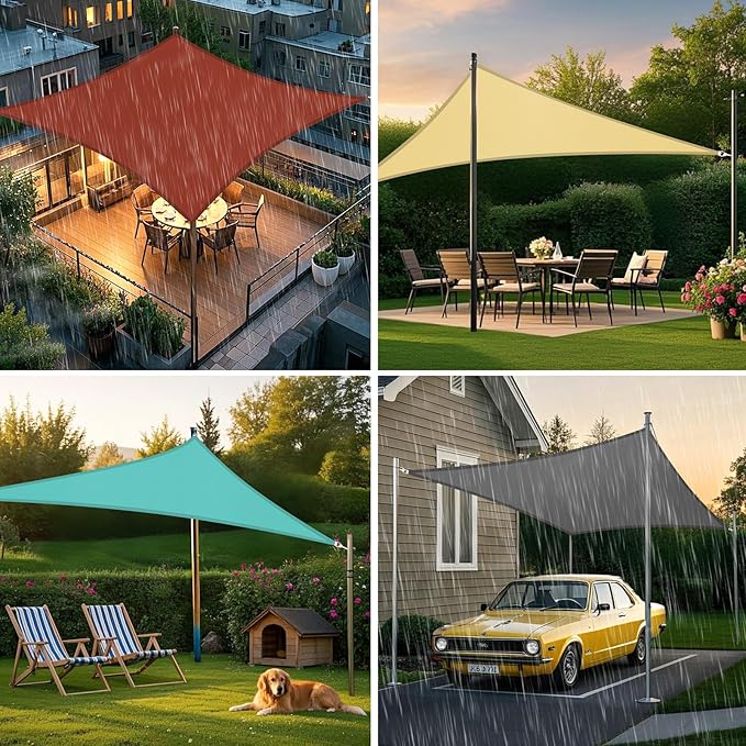 Artpuch Waterproof Sun Shade Sail, 8'x10' Rust Red Rectangular, UV Resistant Rain Canopy, Curved Edges Shade Cloth for Outdoor Patio, Deck, Yard