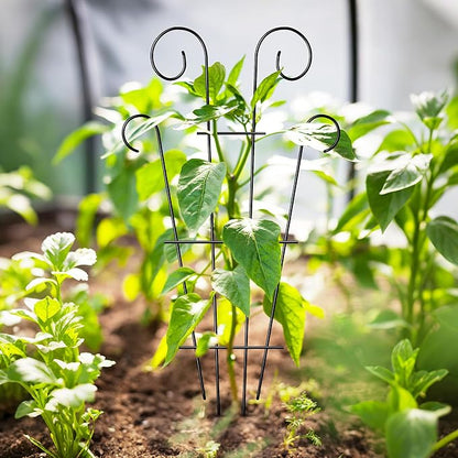 4 Pack 23'' Indoor Plant Trellis for Potted Plants Climbing, Outdoor Metal Garden Trellis Houseplants Flowers Vine Ivy, Wave Shape, Black