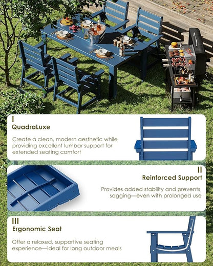 GREENVINES Outdoor Dining Chairs Set of 2 | HDPE | Patio Chair | All-Weather | Blue