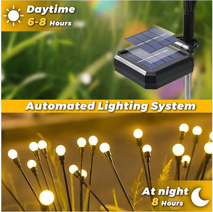 Solar Lights Outdoor-4Pack 32LEDs Solar Garden Firefly Lights Outside,Solar Powered Light Outdoor and Garden Decorative IP65 Waterproof,Yard Patio Pathway Decor,Gardening Gifts for Women,Warm White