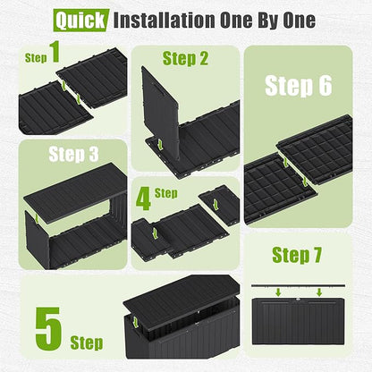 Flamaker Resin Deck Box 100 Gallon Large Lockable Outdoor Storage Box Waterproof for Patio Cushions, Tools, Pool Accessories (Black)