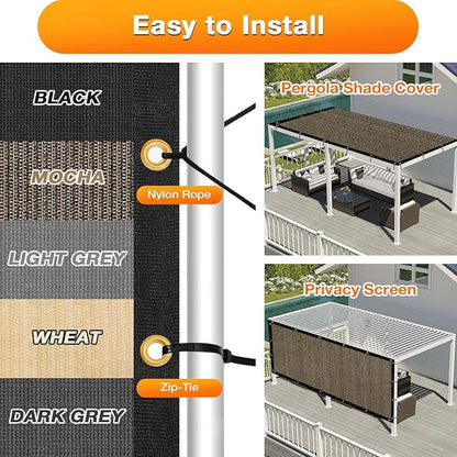 Artpuch Outdoor Pergola Shade Cover 17x23 FT Sun Shade Cloth with Grommets Mocha 90% UV Protection Canopy Patio Privacy Screen (Customized Available)