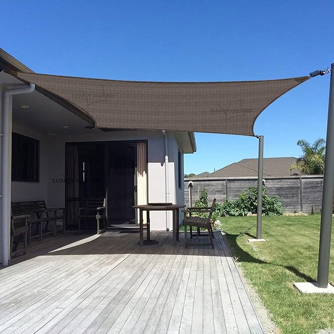 SUNNY GUARD Custom Size 8'x15' Brown Sun Shade Sail Rectangle UV Block Shade for Backyard Yard Patio Deck Garden(Customized)