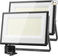 Olafus 2 Pack 300W LED Flood Light Outdoor, Super Bright Outside Floodlights with Plug, IP66 Waterproof 6500K Daylight White Exterior Security Light for Yard Stadium Lawn Barn