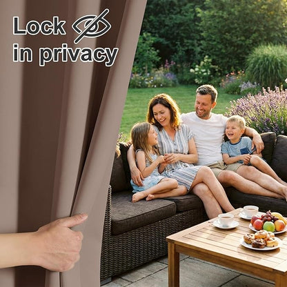 RYB HOME Outdoor Curtains Waterproof - Extra Wide Sun Blocking Insulating Curtains for Garage Patio Door Window Screen Porch Pergola, Wide 150 inches x Long 84 inches, 1 Panel, Mocha