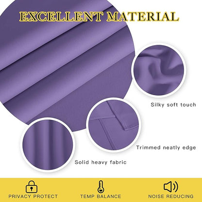 NICETOWN Patio Door Curtain Sound Blocking, Bedroom Privacy Room Divider Curtain, Thermal Insulated Blackout Closet Sliding Door Shade (1 Panel, 100" Wide x 120" Long, Lilac Purple)