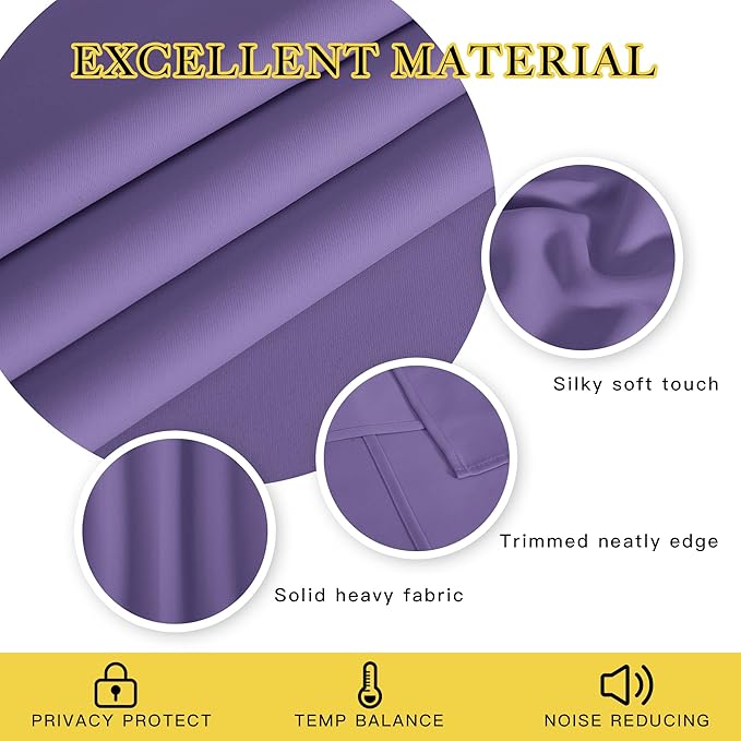 NICETOWN Door Curtain for Closet Doors 80 Inches Long 1 Panel, Blackout Doorway Curtain for Open Closet Bedroom, Room Divider Living Room for Privacy (Lilac Purple, 1 Panel, 46W x 80L)