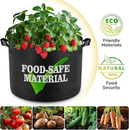 10 Pack 1 Gallon Grow Bags, Thickened Nonwoven Fabric Planter Pots with Handles, Heavy Duty 300G Garden Pots for Tomato, Potato and Vegetable