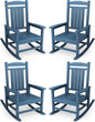 KINGYES Oversized Outdoor Rocking Chair Set of 4, High Density Polyethylene Patio Rocking Chairs with 330lbs Support for Adults, Navy