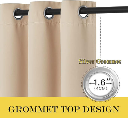NICETOWN Bedroom Blackout Window Curtain 54 inches Length - Window Treatment Thermal Insulated Solid Grommet Room Darkening Drape for Bedroom (Biscotti Beige, 1 Panel, W66 x L54)