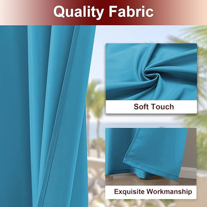 HolidayIdeas Grommet Outdoor Curtains for Patio Waterproof 8 Pcs All Weather Balcony Outside Curtains for Apartments, Gazebo, Pergolas, Porch, 54x120 Inch, Teal