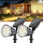 Solar Lights Outdoor Spot Light: 4 Pack 120°&180° Adjustable Bigger LED Solar Spot Lights Outdoor Waterproof - Landscape Lighting Spotlights for Garden, Yard, Pathway, Tree, Flag, Wall (Warm White)