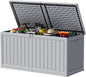 Devoko 260 Gallon Double-Wall Deck Box with Divider, Side Handles, Resin Outdoor Large Storage Box Waterproof and Lockable for Patio Furniture, Garden, Pool (Grey, 260 Gallon)