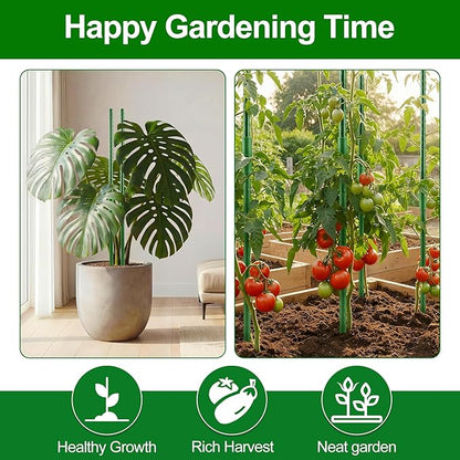 WAENLIR 16 Inch 72 Pack Extendable Garden Stakes Kit, DIY 4ft 5ft 6ft 7ft 8ft Plant Support Stakes with Connectors and Clips, Plastic Coated Metal Sticks for Tomato Indoor Outdoor