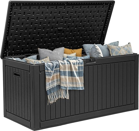 YITAHOME 260 Gallon Large Deck Box with Divider & Side Handles, Outdoor Double-Wall Storage for Patio Furniture Cushions, Garden Pool Accessories, Water Resistant & Lockable