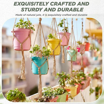 EBOOT 2 Pack 33 48 Inch Large Macrame Plant Hanger Rope to Hang Flower Pot Plant Holder for Indoor Outdoor Decorations, 4 Legs (Linen Color)
