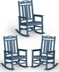 Ciokea Oversized Outdoor Rocking Chairs Set of 3, 380lbs Heavy-Duty Large Patio Rocker, High Back Cozy Porch Chairs, Weather Resistant Patio Rocking Chairs for Outside, Fire Pit, Deck, Slate Blue