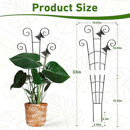 COOMIN 30'' Monstera Plant Support Outdoor, Metal Expandable Plant Supports for Indoor Plants, 2P Garden Trellis for Climbing Plants Indoor - Ivy, Pothos, Philodendron, Hoya