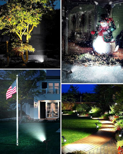 DBF Solar Spot Lights Outdoor Waterproof IP65, Cool White, 600LM High Bright, 2 Brightness Modes, 18 LED, Auto On/Off, Angel Adjustable for Flag Pole Garden Yard Patio Driveway Tree, 2 Pack