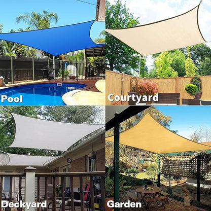 KANAGAWA Sun Shade Sail 10'x10' Scarlet Rectangle UV Block Canopy Awning Shelter Fabric Cloth Screen for Outdoor Patio Garden Backyard