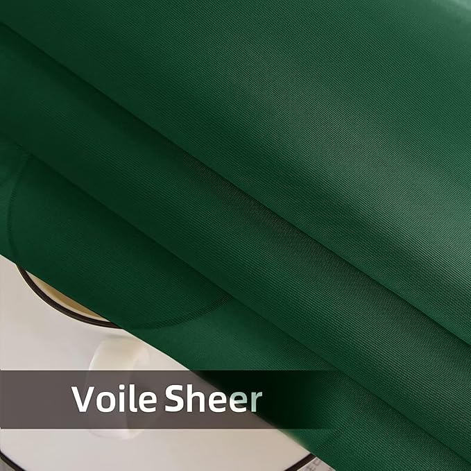 SpaceDresser Waterproof Outdoor Sheer Curtains for Patio - 4 Panels Rod Pocket Indoor Voile Sheer Curtain for Living Room,52W x 108L inch, Foliage Green
